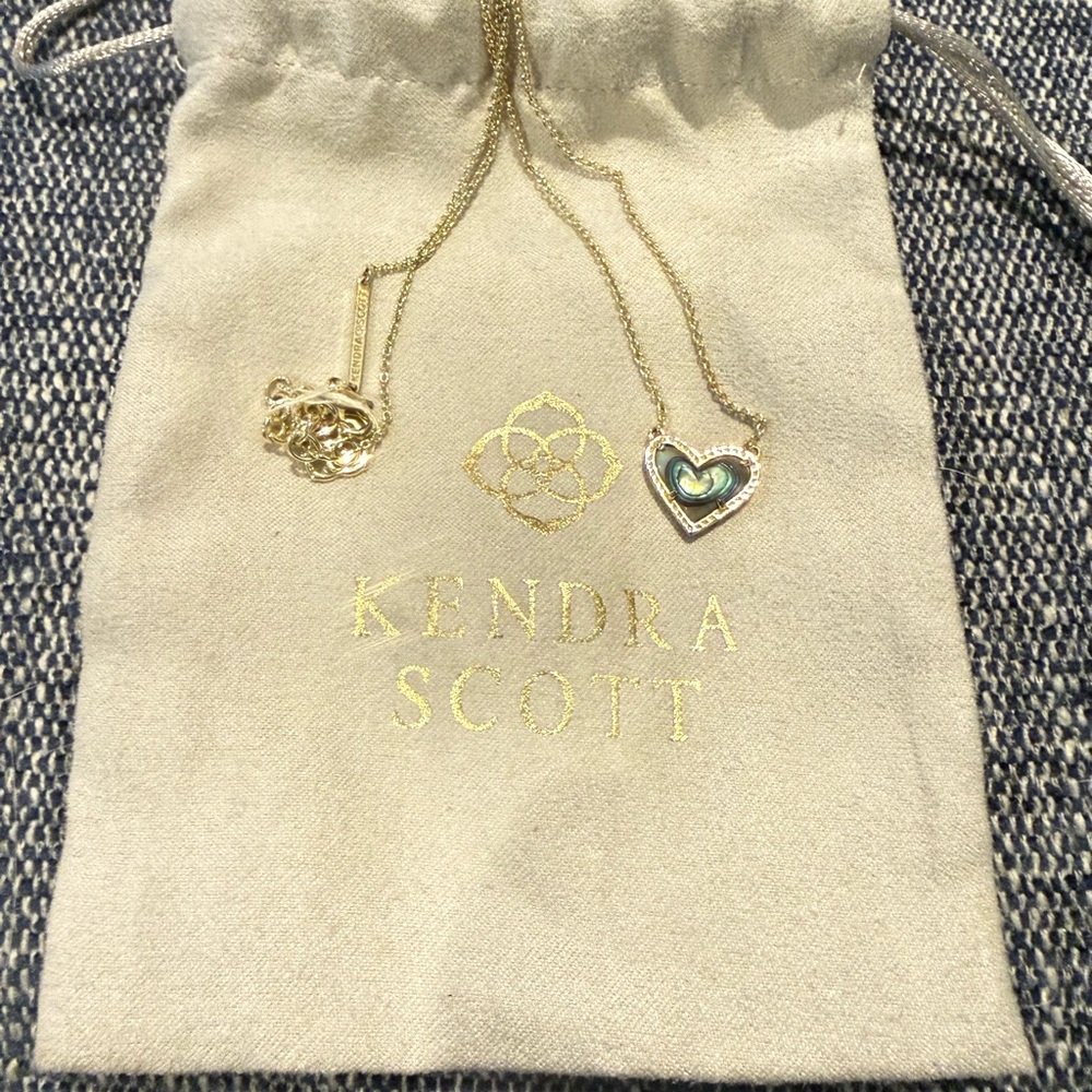 Kendra Scott Gold Ari Heart Necklace Abalone Shell Stone